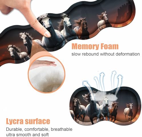 Ergonomic Keyboard Wrist Rest & Mouse Pad Wrist Rest Set, Large XXL Gaming Desk Mat 31.5"x 11.8" with Non-Slip Base, Memory Foam, Easy Typing Pain Relief for Home & Office, Running Horses - Image 6