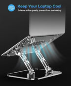 Lpoake 2 Pack Acrylic Laptop Stand for Desk, Adjustable Ergonomic Laptop Riser, Portable Foldable Computer Stand, Compatible with 10 to 15.6 Inches Notebook and MacBook, Clear - Image 4