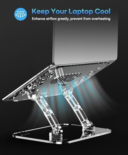 Lpoake 2 Pack Acrylic Laptop Stand for Desk, Adjustable Ergonomic Laptop Riser, Portable Foldable Computer Stand, Compatible with 10 to 15.6 Inches Notebook and MacBook, Clear - Image 4