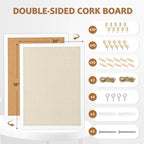 Double-Sided Wood Framed Cork Board with Linen, 36" x 24" - Image 6