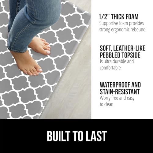 GORILLA GRIP Cushioned Kitchen Mats for Floor, 2 PK, 17x48+17x24 Gray White - Image 2