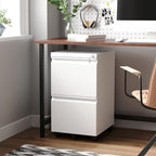 Letaya 2 Drawer Mobile File Cabinet with Lock,Under Desk Metal Filing Cabinets for Home Office Organizer Letters/Legal/A4(Fully Assembled-White) - Image 2