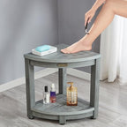 Waterproof Shower Bench for Inside Shower, Gray HDPS Corner Shower Stool for Shaving Legs, Poly Lumber Shower Foot Seat, Plastic Bathroom Shower Bench Seat with Storage Shelf, Non-Slip/No-Maintenance - Image 6