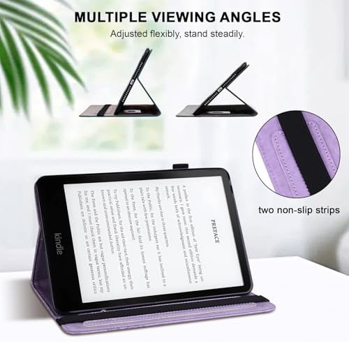 Case for Kindle Fire HD 10 & 10 Plus (13th/11th Generation, 2023/2021) 10.1", Embossed Lace PU Leather Flip Folio Tablet Case with Elastic Band & Card Slots/Holder, Multi-Angle Stand Cover, Purple - Image 3