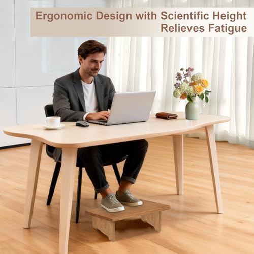 Solid Wood Under Desk Footrest Foot Rest for Under DEST at Work Ergonomic Foot Stool Improves Posture and Circulation, Chair Footrest for Leg Rests 350lbs Capacity for Home Office - Image 4