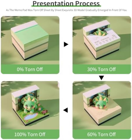 3D Memo Pad, 3D Calendar 2027, Time Piece Calendar, Tear-Off Calendars 2027, 3D Paper Carving Art Memo Pad, Art Carving Sticky Notes for Office Home Gifts Ornaments (Fun Triceratops) - Image 5