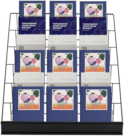 6-Tier Tabletop Book Rack, Heavy-Duty Metal Desktop Bookshelf Organizer, Foldable Magazine & File Holder Stand for Office, Home, Library, No Assembly Required, 44 lbs Capacity by Unknown