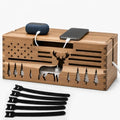 Acacia Wood Cable Management Box,Cord Hider & Organizer for Power Strip by YanKiTour