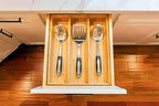 Umilife Bamboo Kitchen Utensils Organizer, 13 Inch Drawer Dividers for Silverware, Extra Deep Holder, with Non-Slip Feet, Wood Caddy for Flatware Cutlery - Image 4