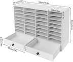 Mail Sorter Organizer, White Student Mailbox for Classroom, Desktop File Sorter, Literature Organizer, Paper Organizer for Home School Office (White 32 Compartment with 2 Drawers) - Image 5