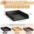 DoubleFill 2 Pcs Wooden Letter Tray 2 Tier Letter-Size Desk Tray, Black - Image 2