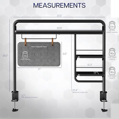 VIVO Black Clamp-on 38 inch Desktop Shelving System, DESK-SHELF38A - Image 3