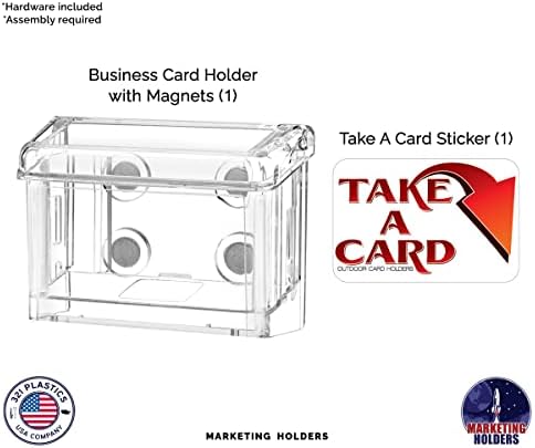 Marketing Holders 2 Pack Magnetic Outdoor Business Card Holder Metal Mount Mobile Marketing with Hinged Lid and Take One Sticker Clear Acrylic Card Box - Image 5