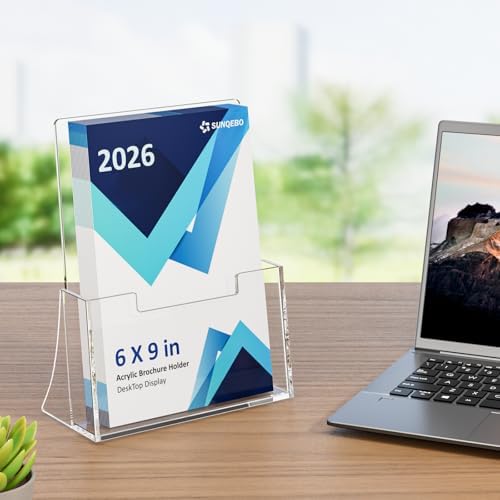 Acrylic Brochure Holder 6'' x 9'', 6 Pack, Clear Flyer Holder,Display Stand - Image 7