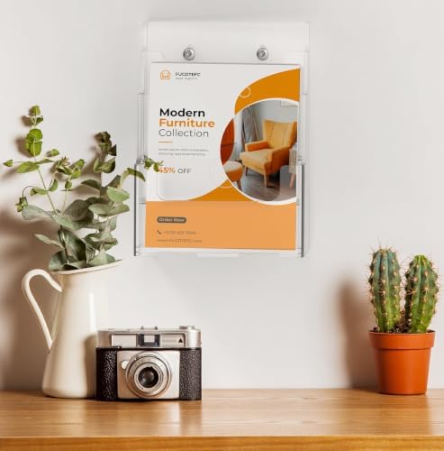 FUCDTEFC 2 Pack Acrylic Brochure Holder 8.5x11 & 4 x9 Inches Universal, Clear 3 Tier Magazine Stand Brochure Display Stand w Removable Divider, Literature Flyer Holder for Wall Mount or Countertop - Image 7