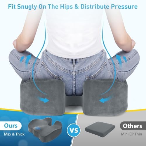 BlissTrends Memory Foam Seat Cushion for Office Chair & Car Seat, LightGrey - Image 3