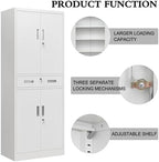 CJF 71" H Tall Metal Storage Cabinet with Drawer, Locking Garage Cabinet with 2 Adjustable Shelves, Heavy-Duty Tool File Storage Cabinets for Home Office, Kitchen, Warehouse, Shop (White) - Image 5