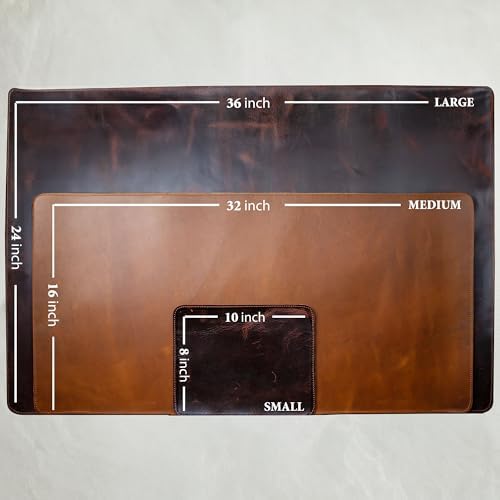 Custom Leather Desk Mat – Personalized Office Desk Pad, Engraved Mouse Pad, Handmade Grain Leather Mat, Logo Gift for Men, Christmas Gift (Dark Brown, Medium:32x16) - Image 5