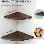 Corner Shelves, Floating Corner Shelf, Set of 2 7inch Solid Oak Wood Corner Wall Shelves, Round End with Wire Hole for Small Plant for Bedroom Kitchen, Living Room - Image 5
