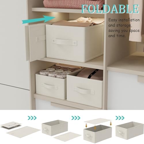 Storage Basket, Closet Organizer, 3 Pack, Beige, 18.5x11x7.9 In - Image 6