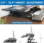 Mount-It! 47" Standing Desk Converter, XL Desktop Sit-Stand Desk Riser with Gas Spring Height Adjustment, Wide Desk Topper for Dual Monitors or Monitor & Laptop, Keyboard Tray, Black - Image 4