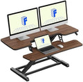 FLEXISPOT Standing Desk Converter 42" Premium Large Desk Riser for Triple Monitor, Spacious Desktop Sit Stand Workstation with Ergonomic Height Adjustment, Modern Stand Up Desk Riser, Walnut by Unknown