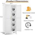 White Pantry Storage Cabinet, 71" Metal Kitchen Pantry Storage - Image 2
