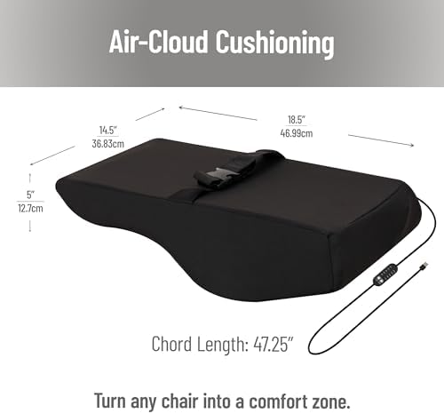 Mind Reader Heated Lumbar Support Cushion with Gentle Heat and Timer, Memory Foam Lower Back Pillow for Office Chair and Home Use, Black - Image 3