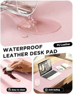 YSAGi 55" x 17" Large PU Leather Desk Mat for Keyboard and Mouse - Waterproof Non-Slip Desk Pad Protector for Office, Home, Writing Desk, Pink - Image 5