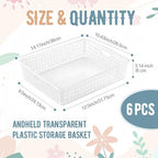 Geetery 6 Pack Classroom Storage Baskets with Handle,Clear - Image 2