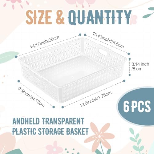 Geetery 6 Pack Classroom Storage Baskets with Handle,Clear - Image 2