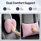 2 PCS Car Pillow for Driving Seat Soft Suede Headrest Neck & Lumbar Support - Image 2