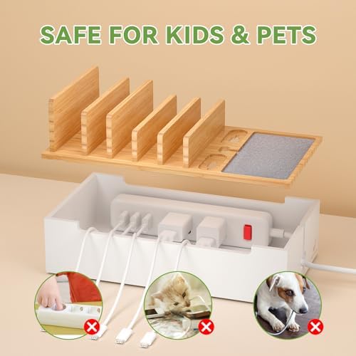 Pezin & Hulin Cable Management Box, Wire Organizer for Cords-Natural+White - Image 5