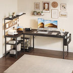 55in L Shaped Gaming Desk with Pegboard & Shelf & Storage Bag, Black - Image 7