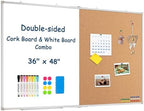 Large White Board Dry Erase Foldable Cork Board Combo 48x36 for Wall by WALGLASS