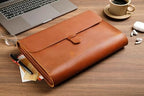 Genuine Leather File Folder, Accordian File Organizer, Leather Document Holder Resume Folio for Men & Women-Brown-Custom - Image 3