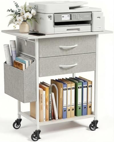 Faesun Printer Stand with Storage,3-Tier Rolling Printer Table with Drawers by Faesun