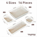 16-Piece Felt Desk Drawer Organizer Tray Set in 4-Sizes, Oatmeal - Image 3