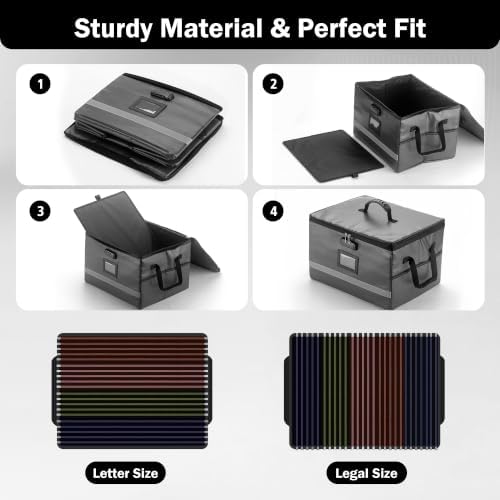 EXLIFBAG Fireproof File Organizer with Lock, 1 Layer - Image 4