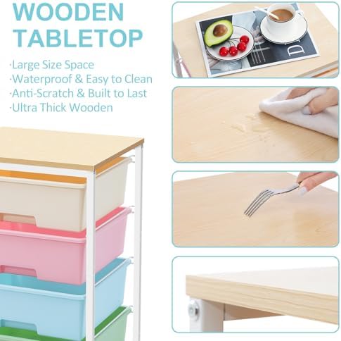 Utility Cart with 4 Drawers, Rolling Storage Cart with Drawers, Rainbow - Image 5