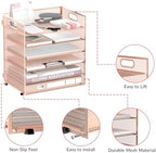 Daltack 6-Tier Paper Organizer for Desk with Handle, Rose Gold, 2 Pack - Image 4