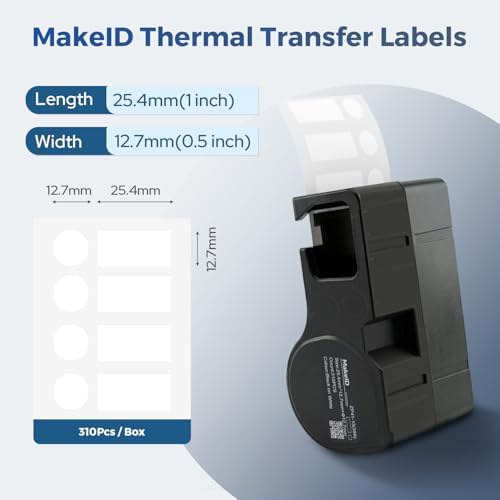 MakeID D50 Multi-Purpose Nylon Label Cartridge for Laboratory Labeling, Wire and Cable Labeling, General ID, Black on White - for D50 Label Printer, 70 Pairs - Image 5