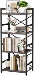 Homeiju Grey Bookshelf, 4 Tier Small Bookcase for CD/Movie/Book, Book Shelf Organization and Storage for Bedroom, Kid's Room, and Home Furniture (Grey) by Homeiju