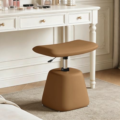 PU Leather Ottoman for Small Space, Swivel Vanity Stool with Adjustable Height,Upholstered Ottoman Foot Rest Under Desk for Living Room, Bedroom, Entryway by Goodfurnituretodecorateyou