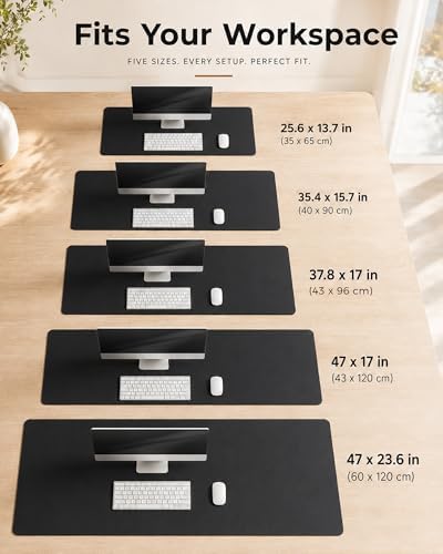Aothia Cork Desk Mat - Dual-Sided XL PU Leather Desk Pad & Full Desk Protector, Large Waterproof Desktop Mat for Office & Gaming (47" x 23.6", Black) - Image 4