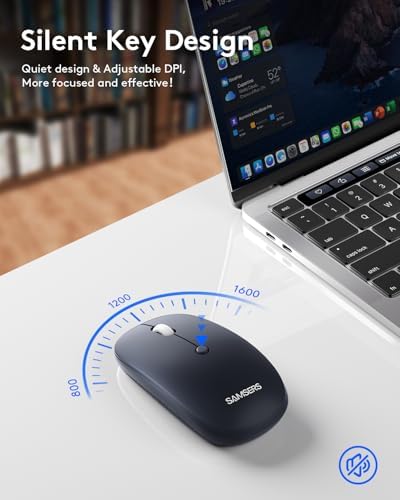 Foldable Keyboard and Mouse, Samsers Folding Bluetooth Keyboard Combo, 2.4G + BT5.0 x 2, Full-Size Portable Travel Keyboard & Rechargeable Wireless Mouse for Windows Android iOS Mac OS, Midnight - Image 4