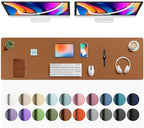 Aothia Faux Leather Desk Mat - Large Mouse Pad, Non-Slip PU Leather Blotter, Waterproof Writing Surface for Office and Home (Brown, 63" x 17") by AothiaSimpleNaturalUnique