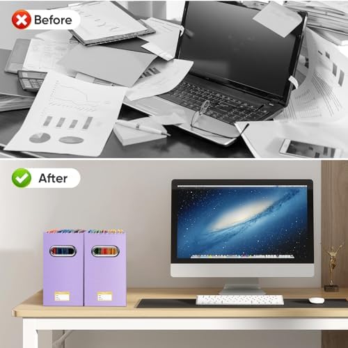 BALEINE 8PK File Organizer Box, Cardboard File Folder Organizer with Handle - Image 7