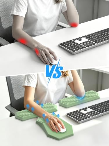 2-in-1 L-Shaped Desk Elbow Pads & & Mouse Pad Set with Wrist Rest, Green - Image 2
