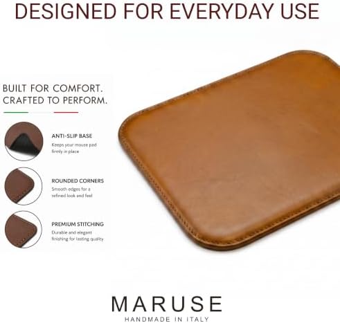 Maruse Italian Leather Mouse Pad for Home or Office Desktop, Handmade in Italy, Honey - Image 5